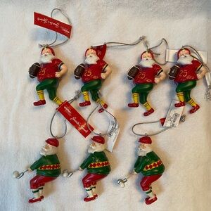 Christmas Ornament 4 Football 3 Golf Resin 4” New